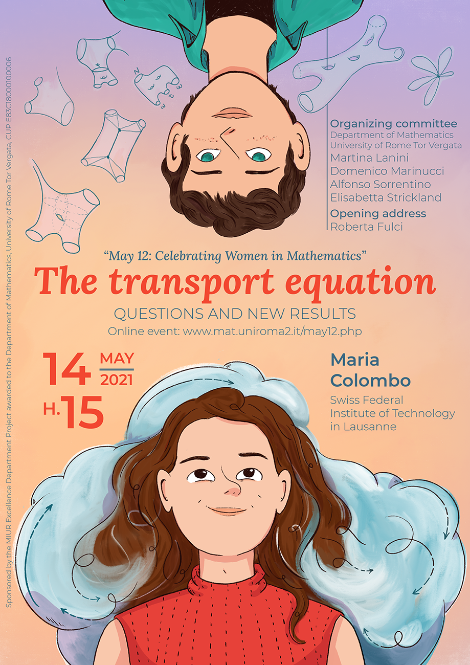 Drawing by Claudia Flandoli of Maryam Mirzakhani and Maria Colombo