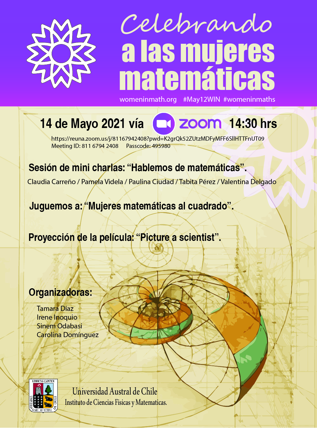 Poster evento "Celebrando a las mujeres matemáticas".