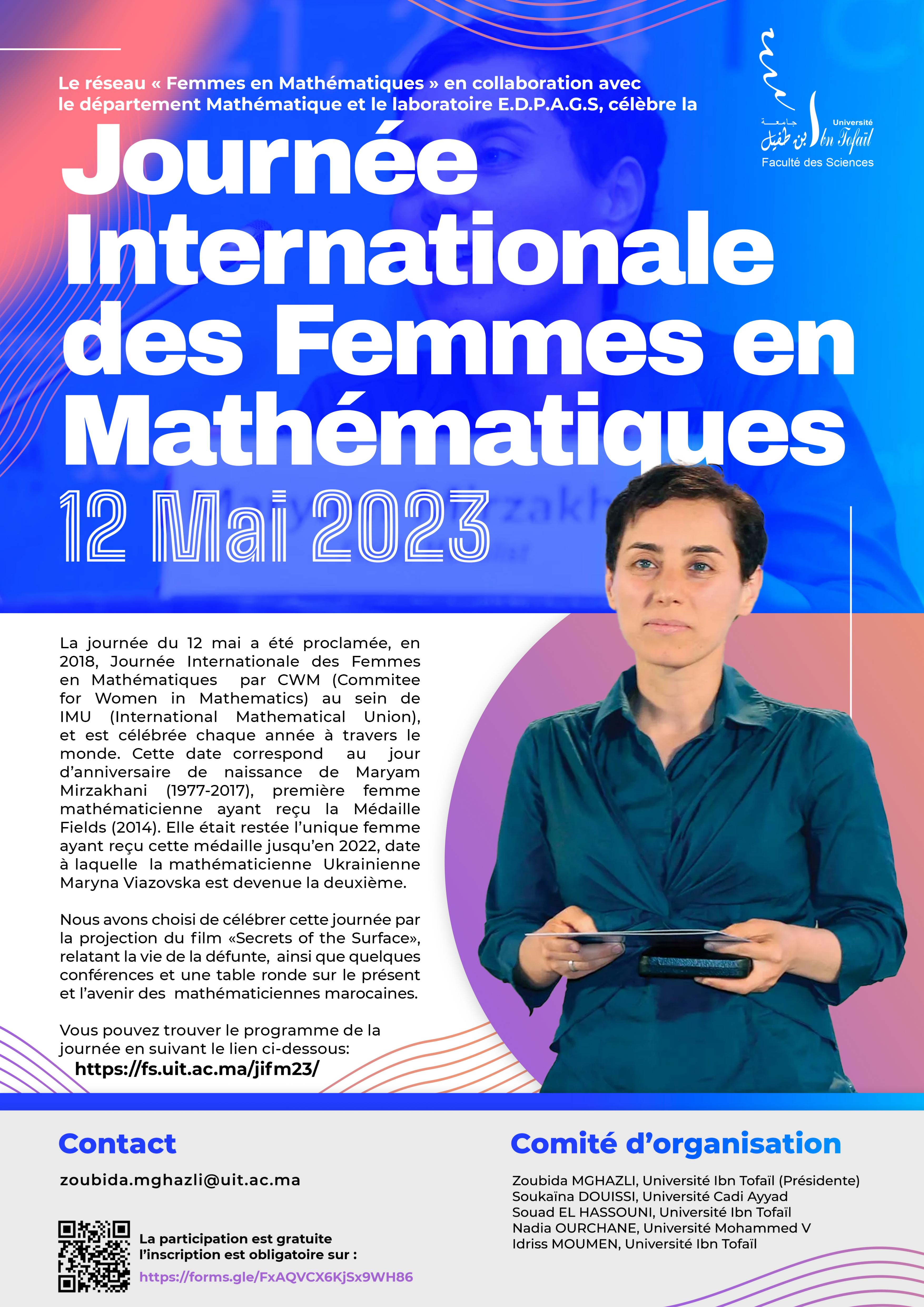 L'affiche contient l'image de Maryam Mirzakhani