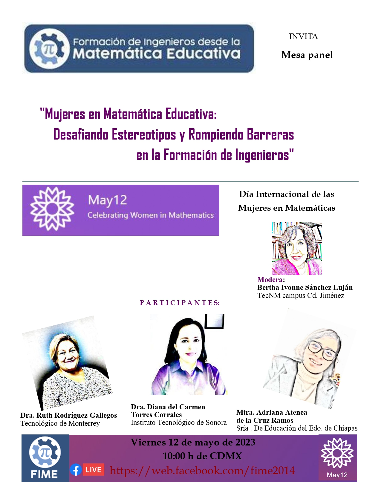 Invitación al evento online "Mujeres en Matemática Educativa: Desafiando Estereotipos y Rompiendo Barreras en la Formación de Ingenieros"