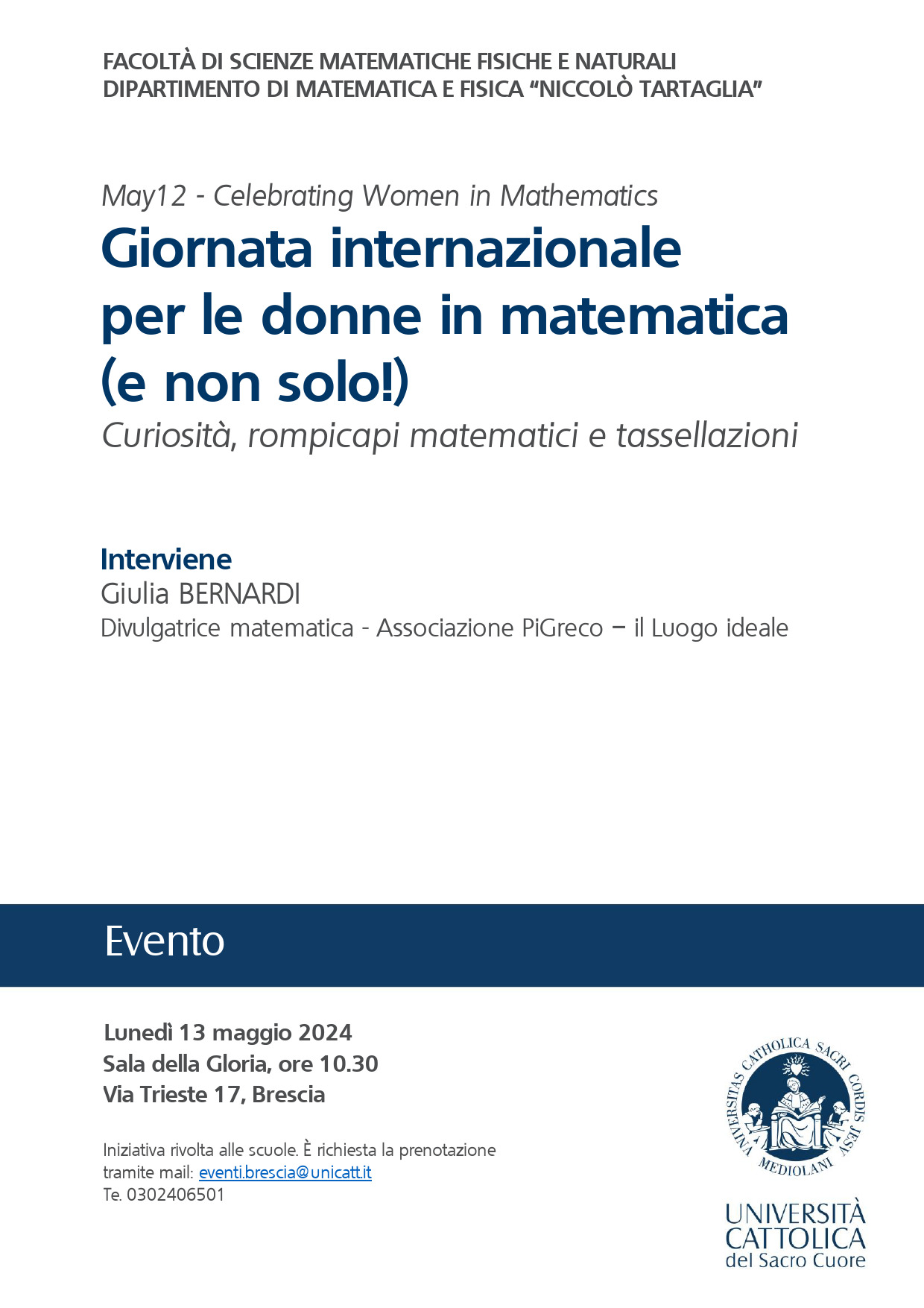 Giornata internazionale per le donne in matematica (e non solo!)