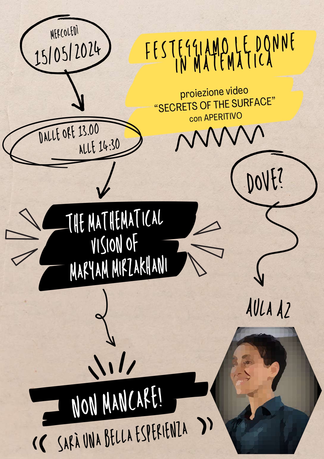 Invitation to the projection of the movie "Secrets of the surface" on the life and work of Maryam Mirzakhani