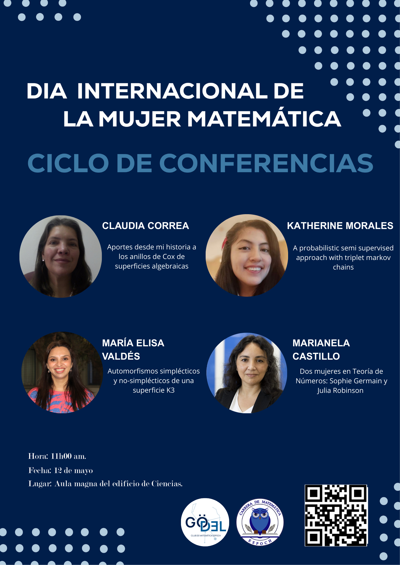 Poster Promocional Jornada de Charlas Dia internacional de la mujer Matemática – Club Café con Gödel 2025