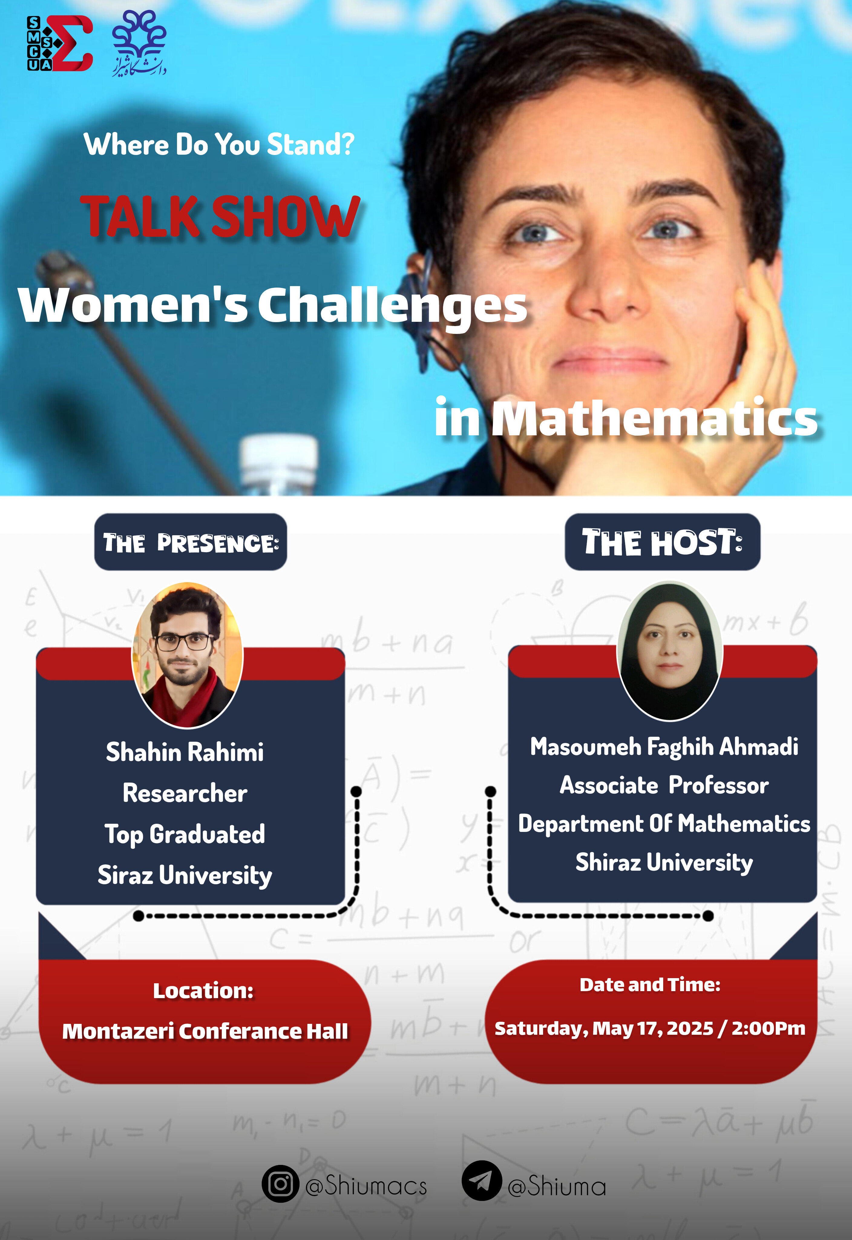 the poster of the event: Women's challenges in mathematics